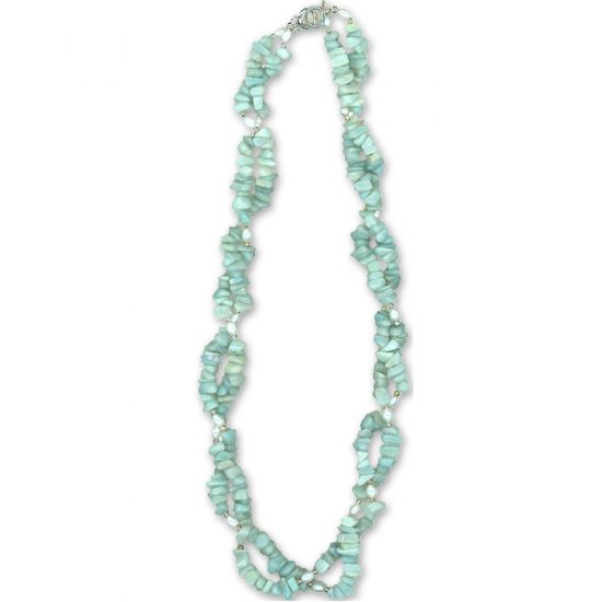 Amazonite, Pearl & Sterling Silver Necklace: