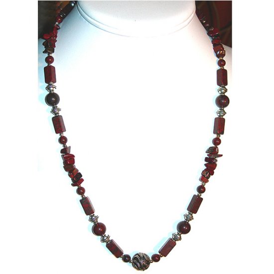 Brecciated Jasper and Sterling Silver Necklace: