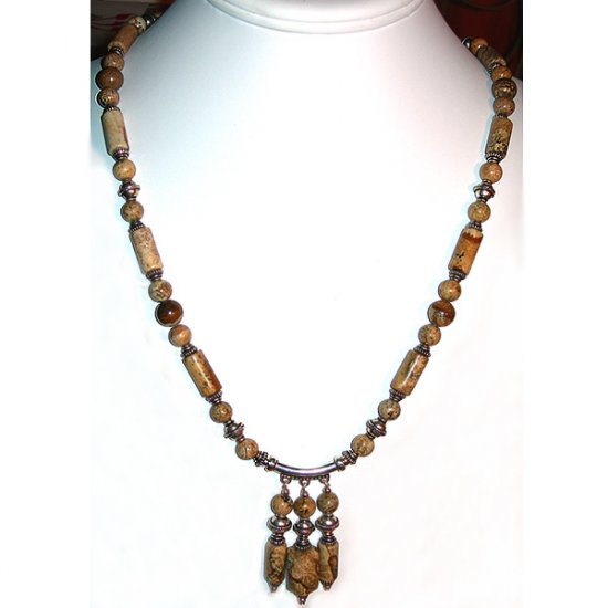 Picture Jasper & Sterling Silver Pendant Necklace