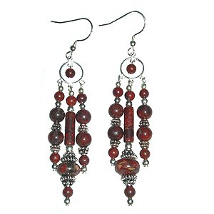 Brecciated Jasper and Sterling Silver Chandelier Earrings: