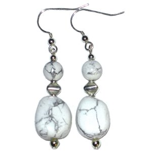 White Howlite & Sterling Silver Nugget Earrings: