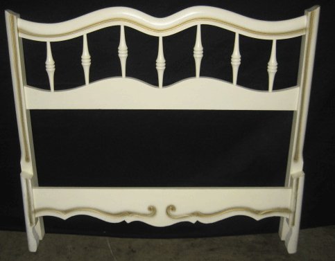 #11 Twin Size Bed Off White with Gold Accents Wood Head & FootBoard 40x36