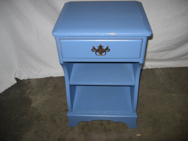 #21 Vintage Solid Wood Night Stand with Drawer Painted Blue