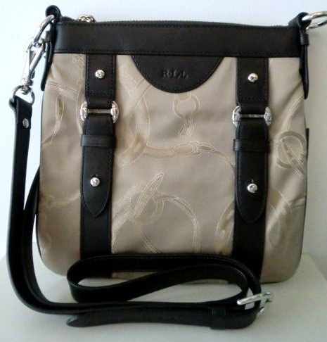 Ralph Lauren Leather Crossbody Martingale Bag purse Brown & Beige