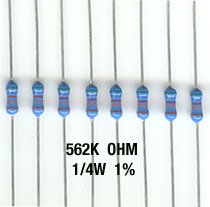 30pcs- 562K Ohm Resistors 1/4W 1% Metal Film (562 K)
