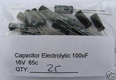 50pcs - 100uF Electrolytic Capacitor 16V 100 MF 100mf