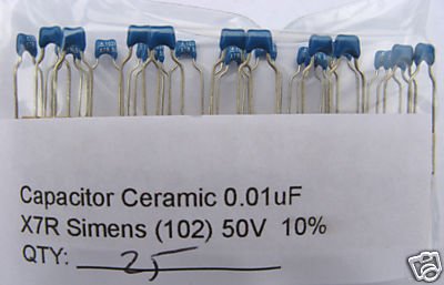 25pcs - 0.01uF 50V Ceramic Capacitors (10nF) 0.01 mf uf
