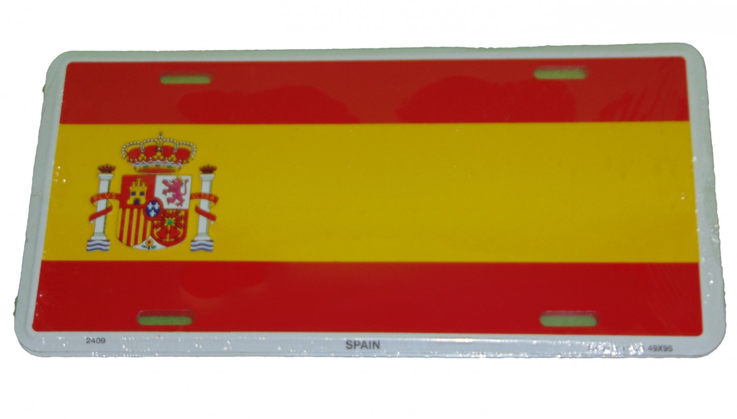SPAIN WITH CREST FLAG LICENSE PLATE 6 X 12 INCHES ALUMINUM NEW