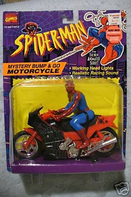SPIDERMAN ANIMATED Mystery Bump & Go Motorcycle HTF MOC