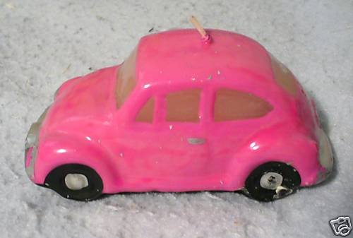 Vw Bug Beetle Candle Pink