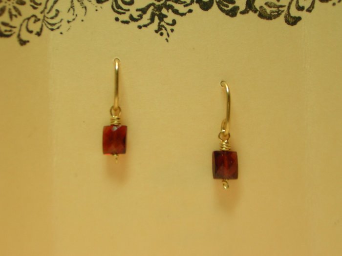 Garnet Squares on 14 k Gold Wire
