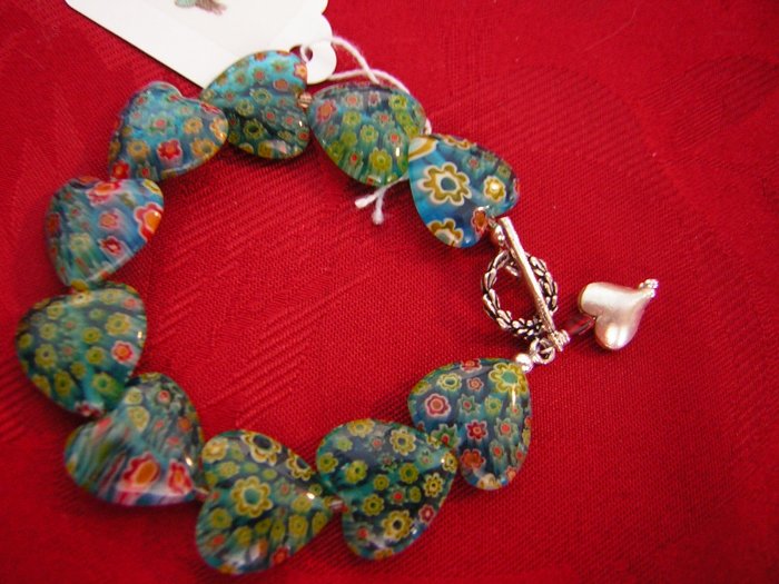 Milli Fiori Hearts with Sterling Silver Heart Charm & Toggle
