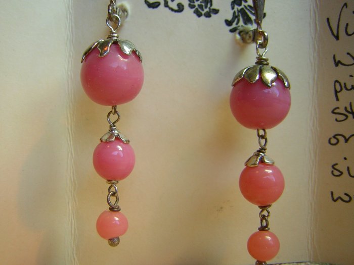 Vintage Pink Waterfall Earrings