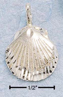 CH-46 : STERLING SILVER DIAMOND CUT SCALLOP SHELL CHARM