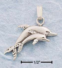CH-78 : STERLING SILVER SATIN DC DOLPHIN W/ BABY CHAR