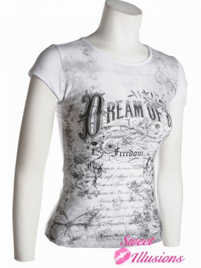 White Graphical Top Dream of Joy Jr. Large