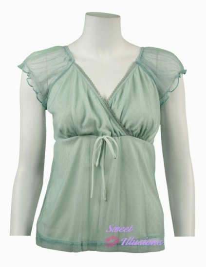 Romantic Feminine Light Green Top Jr. Plus 1x-2x-3x