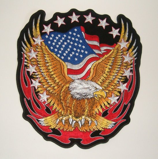 Harley Davidson Eagle on Flag 11" Patch