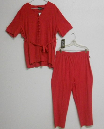 Red 2pc Top & Pant Set By For You One Sz 2X NWT