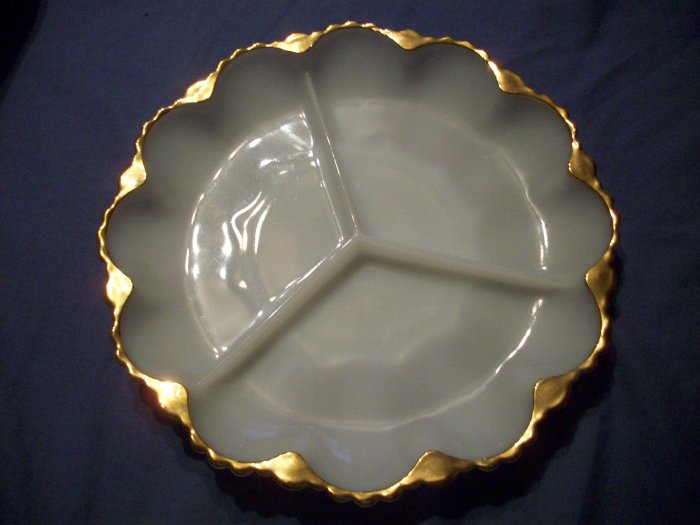 10" Milk Glass Relish Tray