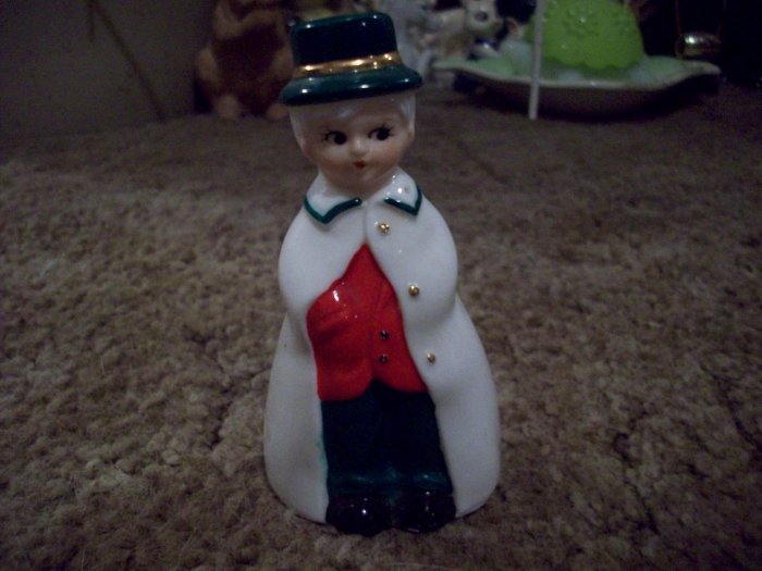 4" Ceramic Bell Man in White Coat and 3 1/4" Lady in a White Over-Coat Bell
