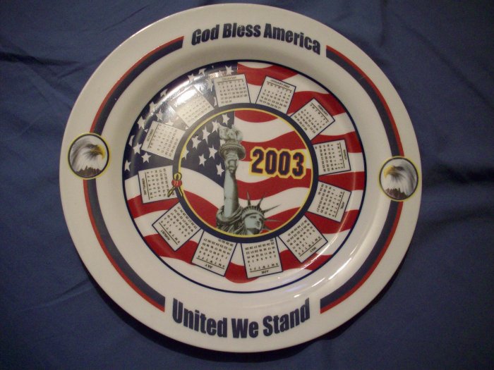9 1/4" 2003 God Bless America Calander Plate