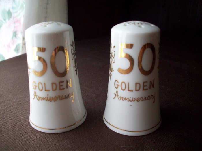 Lefton Vintage 50th Anniversary Salt and Pepper Shakers