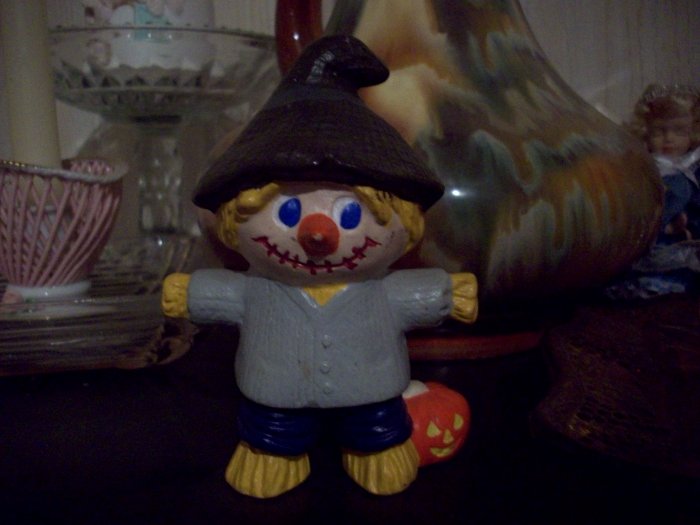 Ceramic Scarecrow with Pumpkin