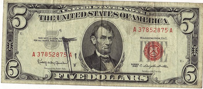 1963 Red Seal $5 Note