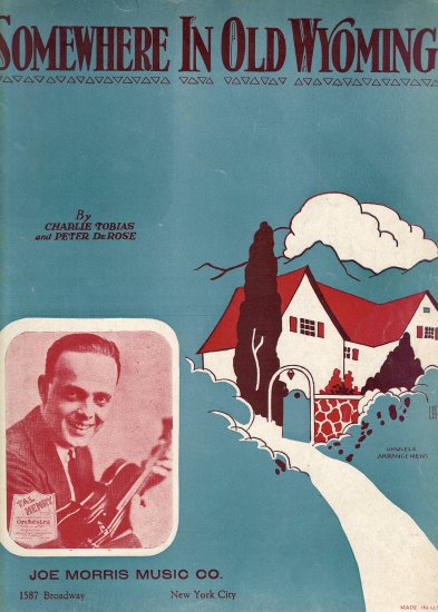Vintage Sheet Music Somewhere in Old Wyoming