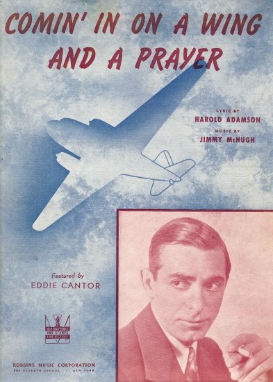 Vintage Sheet Music Comin' in on a Wing and a Prayer