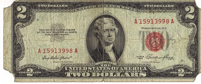 1953 Red Seal $2 Note
