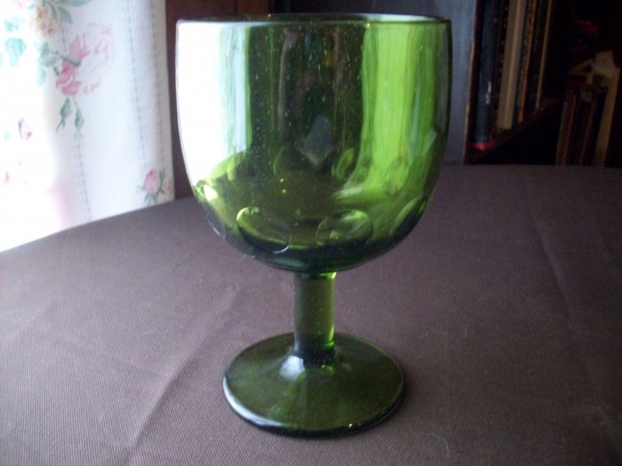 Green Glass Goblet Dot Pattern