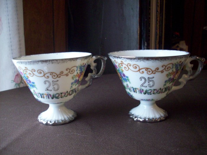 25th Anniversary Porcelain Cups Set of 2