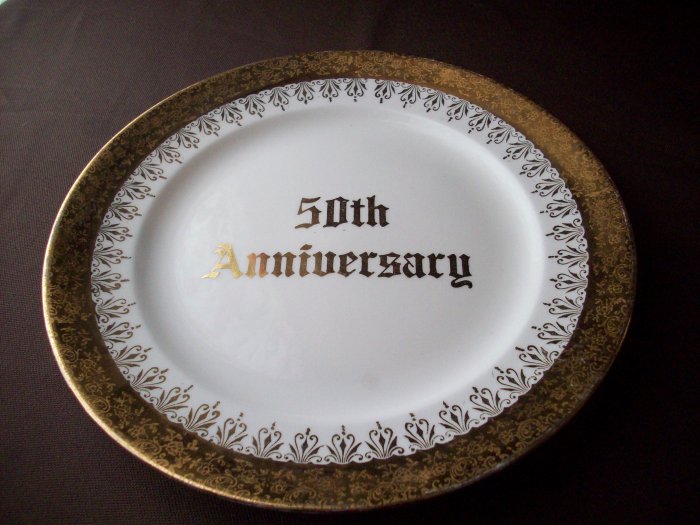 8 1/4" 50th Anniversary Eastern China 22kt Gold Plate