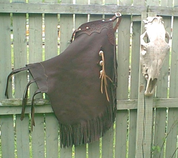 Handcrafted Floral Leather Western Chinks