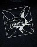 Men's Black T-Shirt with Metallic Silver Shark Design Premium 6.1 Magnum Wt.