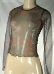Selections - Juniors Stretch International Print Semi Sheer Long Sleeve Tops