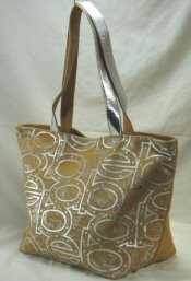 Tote Handbag with Silver Front Letters