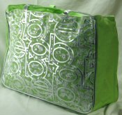 Microfiber Rectangular Tote Handbag with Silver Front Letters