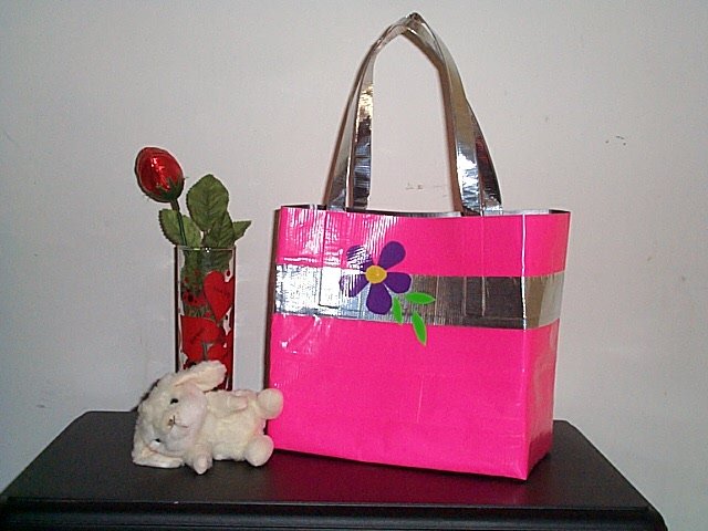 Pink with purple flower