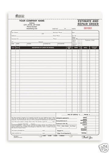 3-pt Estimate and Repair Order, Carbonless EROCC-560