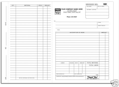 6545: Work Order / Invoice, 2pt Qty.250