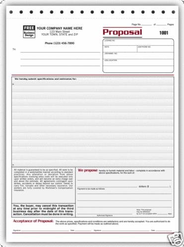 5505, Proposals, w/Variable Terms, 3 Part QTY. 250