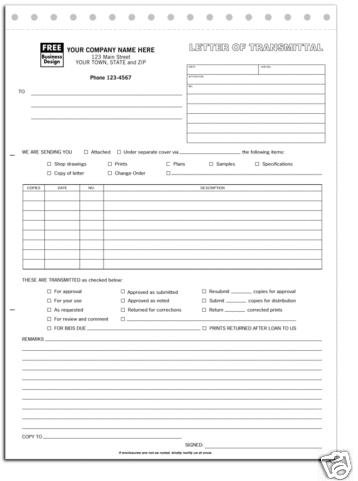 240 Letter Of Transmittal 3 Part, QTY. 250