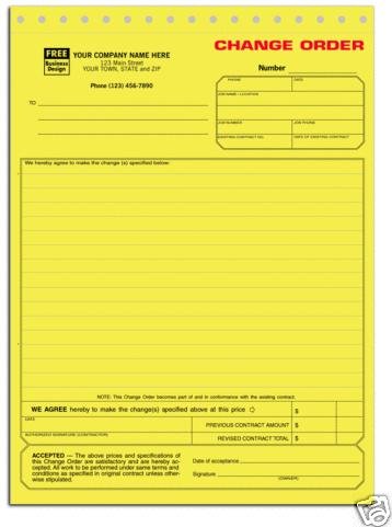271 Change Order Form 3 Part QTY. 250