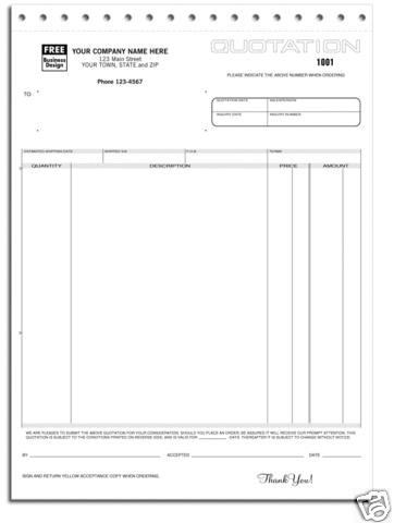 290 Quotation Form 3 Part QTY. 250