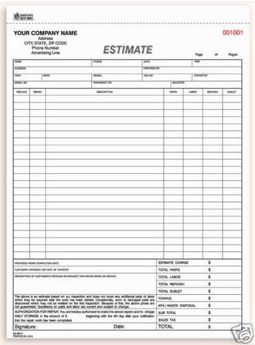 ES-697: Automotive Repair Estimate 2 Part QTY. 500