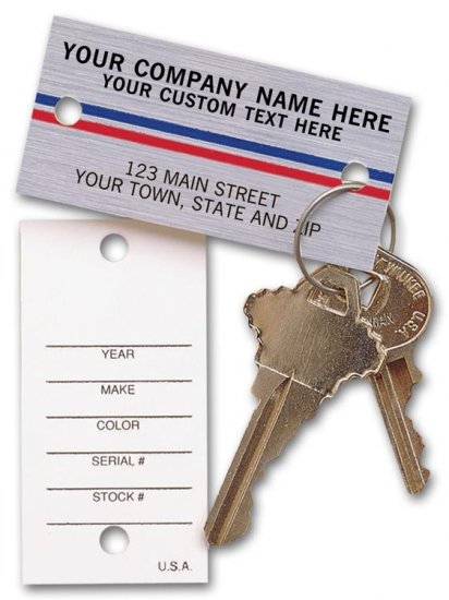 1158, Auto Key Tags, Brushed Chrome, QTY. 250