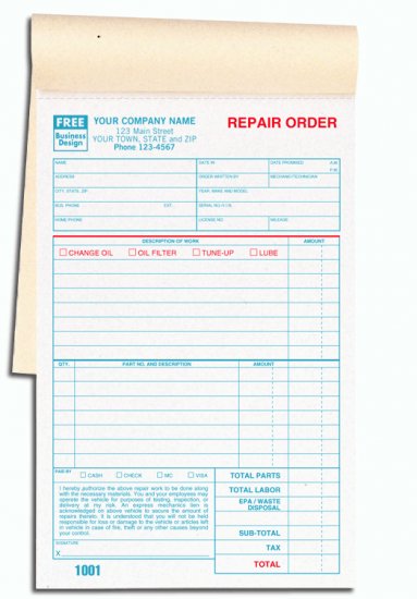2545, Garage Repair Orders, Booked, 3pt QTY. 250